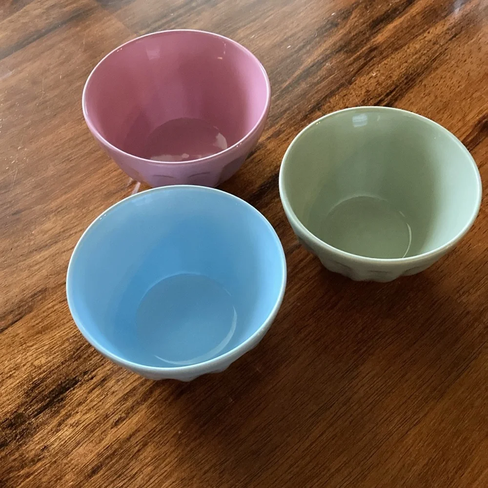 Pier 1 Imports Small Bowl Set Blue Pink Green Dipping Appetizer Bowls Like New